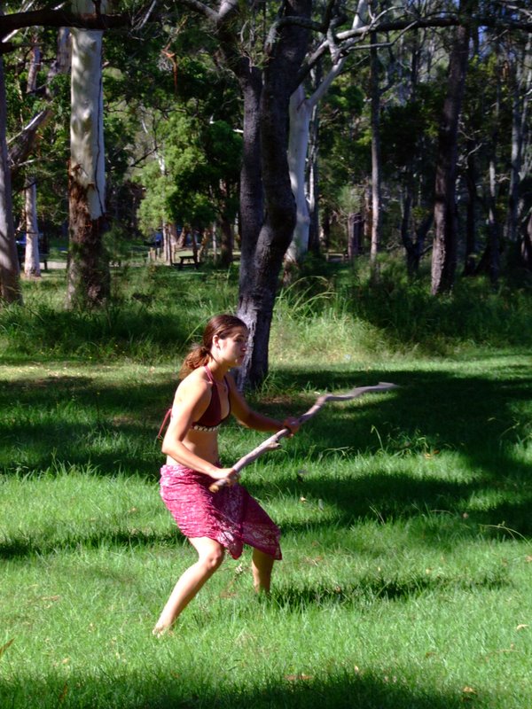 Woman having a bush moment